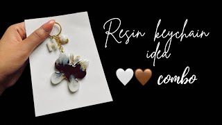 Resin art keychain idea 🤍🤎 color combo  resin crafts [upl. by Etteiluj]