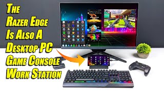 We Turned The Razer Edge Handheld Into A 4K Desktop PC Gaming Media Emulation [upl. by Kcirddec]