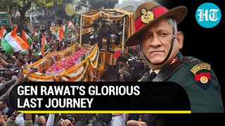 Watch How India raised slogans to salute CDS Bipin Rawat during his funeral procession [upl. by Birkett200]