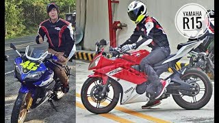 Yamaha YZF R15 Race Blue amp Sunset Red WalkAround Philippines  Rider Kikomi [upl. by Comstock12]