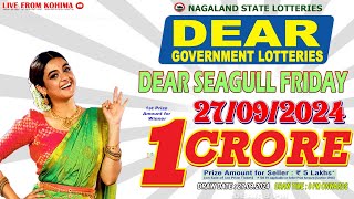 DEAR SEAGULL FRIDAY WEEKLY DRAW DEAR 8 PM ONWARDS DRAW DATE 27092024 NAGALAND STATE LOTTERIES [upl. by Namor]