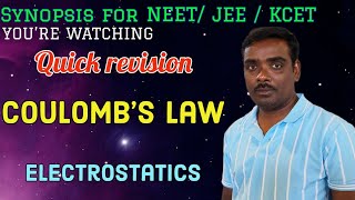 Coulombs law synopsisElectrostatic NEET JEE KCET PHYSICS [upl. by Lehcem]