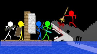 Stickman VS Minecraft Shark Bite Survival  AVM Shorts Animation [upl. by Asa200]