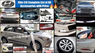 Elite i20 Complete List of All Accessories with Price  i20 Best Modifications  i20 Accessories [upl. by Ellimac633]