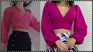 blusa de moda 2023 tutorial paso a paso manga largacorte imperio cruzado [upl. by Mountford]