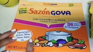 The secret spice to almost all cooking Sazon Goya Latino spice how to make arroz con pollo recipe [upl. by Elisha37]