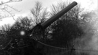 US artillerymen firing 240mm howitzer and 8inch gun M1 near Bitschhofen GermaHD Stock Footage [upl. by Nimar]