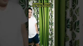 3in1 Set Monstera Green Ring Curtain Sold by set 6Feet and 7Feet Cretona Fabric windowcurtain mons [upl. by Gahan]