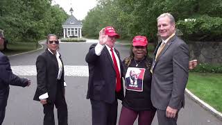 Trump Supporters Rally outside Bedminster NJ waiting for Trump [upl. by Sitoeht501]