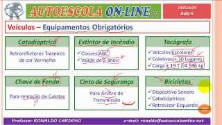 Veículos V  Equipamentos Obrigatórios para Automóveis Motocicletas e Bicicletas [upl. by Aniahs]