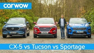 Mazda CX5 v Hyundai Tucson v Kia Sportage  which is the best affordable SUV [upl. by Sillyrama]