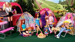 Barbie Doll LOL Family Camping Adventures with Baby Goldie [upl. by Akenehs]