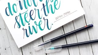 Brush Lettering with Akashiya Sai Watercolor Pens [upl. by Jone]