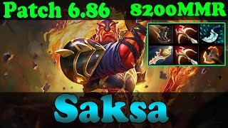 Dota 2  Patch 686  Saksa 8200 MMR Plays Ember Spirit Vol 1  Pub Match Gameplay [upl. by Novoj]