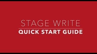 Stage Write Quick Start Guide [upl. by Animsaj]