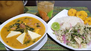 ALMUERZO Ecuatoriano 🇪🇨Completo Sopa de frejol tierno con acelga Picante de pollo y Jugo Naranjilla [upl. by Keyser]