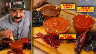 Three DELICIOUS SALSA ROJA Recipes Chile de ÁRBOL GUAJILLO amp ANCHO for Mexican Cooking [upl. by Modie596]