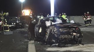 Unfall durch Geisterfahrer  6 Verletzte auf A1 Höhe Mechernich am 161117  OTöne [upl. by Little]