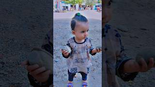 Cute baby girl in angry mood and collect stones😠😠shorts viral trending Azhaan vlog [upl. by Idmann]