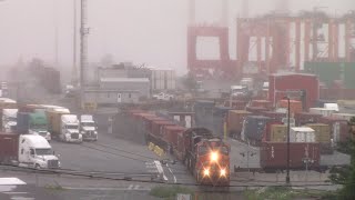 Local Train CN 521 Puling Containers from PSA Atlantic Hub Pier  South End Halifax NS [upl. by Cummins]