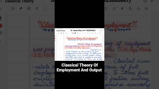 Classical Theory Of Employment And Output economics [upl. by Quintana]