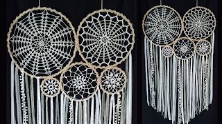 DIY How to make Crochet Doily Dream Catcher  Giant Crochet Dream Catcher [upl. by Sixla948]