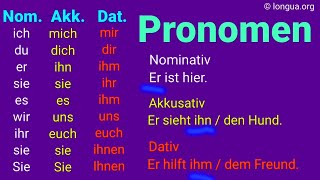 Übungen zu den Pronomen Nominativ Akkusativ Dativ Genitiv Tabelle Beispiele Mix mich mir [upl. by Nitsir]