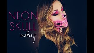 NEON SKULL MAKEUP  Halloween 2017 [upl. by Charbonneau]