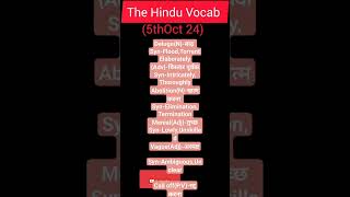 5th OCTOBER 24The Hindu Editorial Vocab AnalysisShortytshortsshortsfeed competitiveexams [upl. by Drapehs]