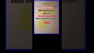 b pharmacy 5th sem medicinal chemistry 1 most important questions unit 1 to 5th rgpv pci shortvideo [upl. by Aiekal]