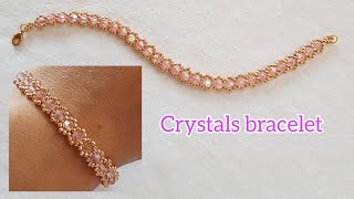 Crystals braceletSimple and elegant braceletEasy bracelet making at homeHandmadeDiy Beading [upl. by Dorthy509]