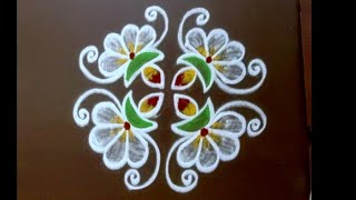 3 Simple Design Karthika masam Rangoli 🌺 Vilakku Kolam 🌺 deepam special rangoli 🌺 422 dots kolam [upl. by Cassil]