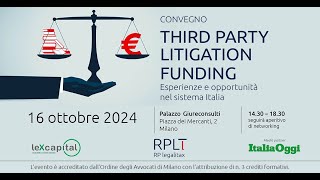 Convegno Third Party Litigation Funding [upl. by Peppel]