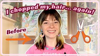 Cutting My Shag Hair amp Bangs at Home again [upl. by Ardnaz]