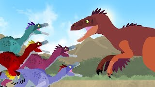 Dinosaurs cartoons battles Velociraptor vs Utahraptor  Dinosaurs Fighting  DinoMania [upl. by Sivram943]