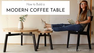 How to Build a MODERN Round Wood Coffee Table [upl. by Aztin]