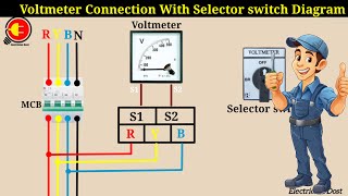 Voltmeter Connection Diagram  Voltmeter Connection With Selector switch Electriciandost [upl. by Eittak]