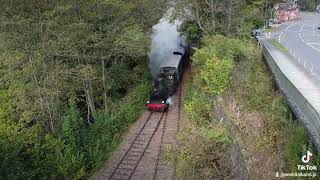 DE51674 WiehlAlperbrück Wiehltalbahn Dampflok Waldbröl mit Drohne aufgenommen [upl. by Ydarb135]