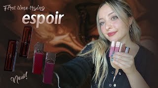 NEW Espoir Nowear Capsule Collection Dusky Brown amp Couture Lip Tint Pure Velvet [upl. by Enerual]