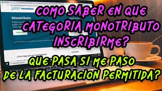 EN QUE CATEGORIA DE MONOTRIBUTO ME INSCRIBO QUE PASA SI ME PASO DE LA FACTURACION [upl. by Hcib702]