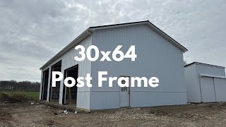 30x64 16’ post frame building 4 ply lam columns on eaves [upl. by Demetre769]