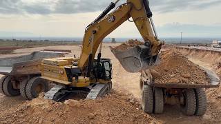 Caterpillar 395 Excavator Loading Caterpillar 777 Dumpers  Sotiriadis Construction Works  4k [upl. by Lacefield]