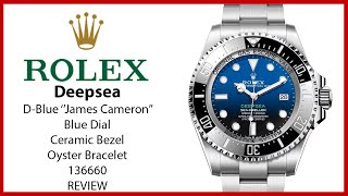 ▶ Rolex Deepsea DBlue quotJames Cameronquot Stainless Steel Blue Dial 136660  REVIEW [upl. by Eb958]