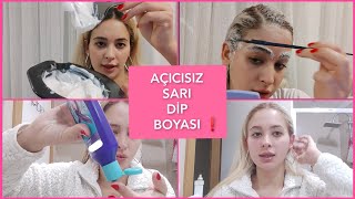 SARI SAÇ DİP BOYASI ✨ SARI SAÇ BOYAMA 🎨 SARI SAÇA DİP BOYA 🔆 SARI SAÇ BOYAMA EVDE 🌟 KAŞ BOYAMA [upl. by Bock]