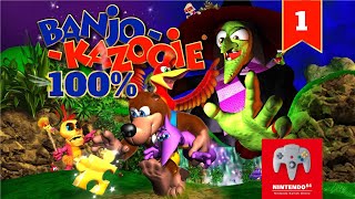 1 BanjoKazooie Switch Online N64  100 Spiral Mountain Tutorial No Commentary Gameplay [upl. by Enaled292]