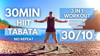 TABATA HIIT 30MIN  Full Body amp Cardio Workout  Tabata 3010 🔥NO REPEAT🔥 [upl. by Basilius589]