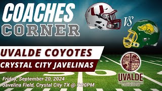 Friday Night Lights live from Crystal City TX Uvalde Coyotes vs Crystal City Javelinas [upl. by Seigler]