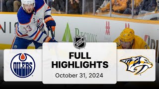 NHL Highlights  Oilers vs Predators  October 31 2024 [upl. by Hanauq]