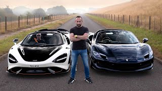 McLaren v Ferrari  765LT Spider goes up against the 296 GTS [upl. by Etyam]