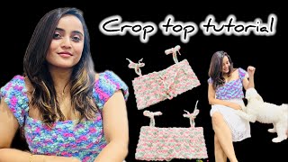 Tutorial to crochet a crop top  Beginner friendly  Crochet by Tejaswini Shekar [upl. by Uhile]